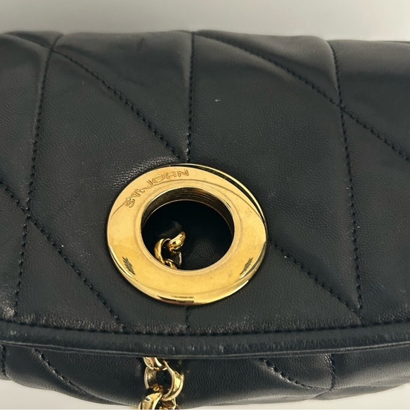 St. John Black Quilted Leather Shoulder Bag - Picture 8 of 15
